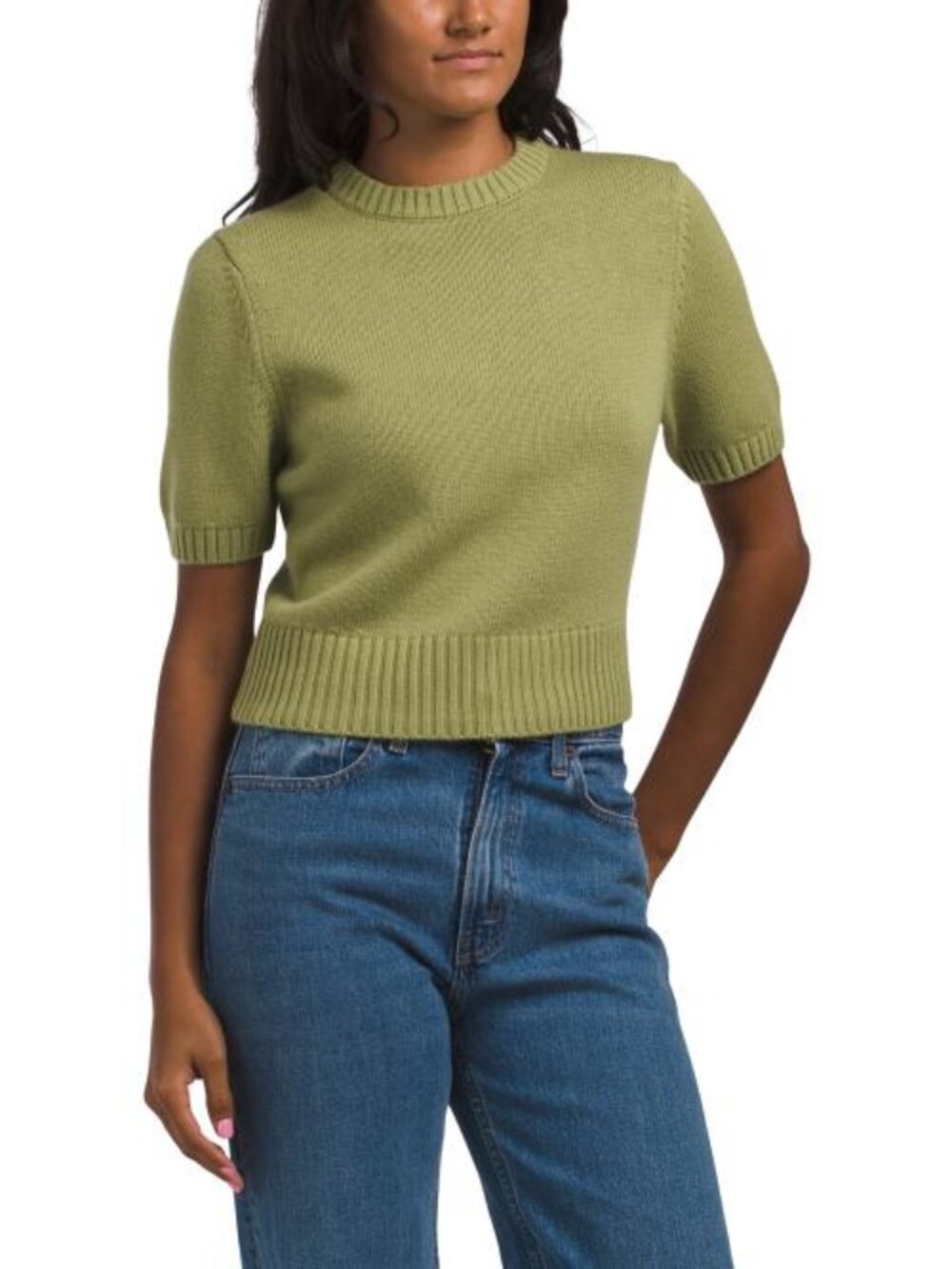 TOCCIN Wool And Cashmere Blend Elsie Short Sleeve Sweater